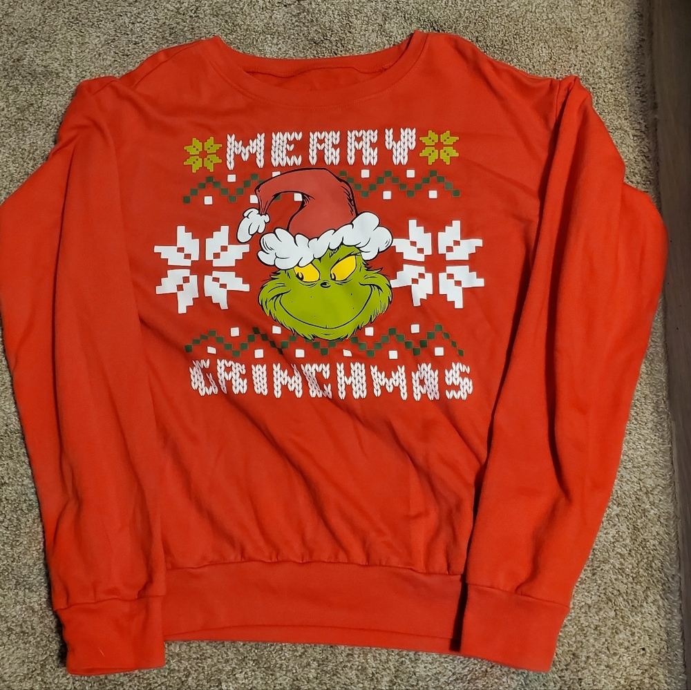 Red Grinch Christmas Sweatshirt NWOT